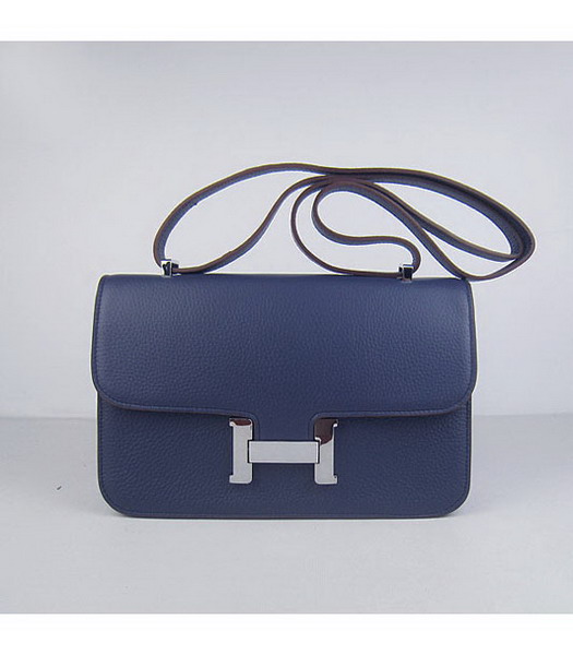 Hermes Constance Togo Leather Bag HSH020 Dark Blue Silver